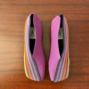 NWOT San Miguel Elastic Multicolor Striped Square Toe Women’s Flats Loafers